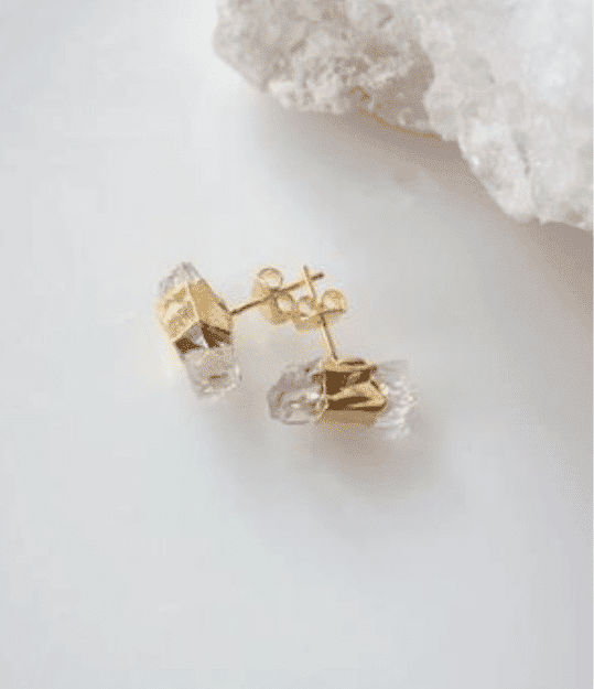 Edelstein Ohrstecker klarer Bergkristall - Gold 4 SanjaNatur®