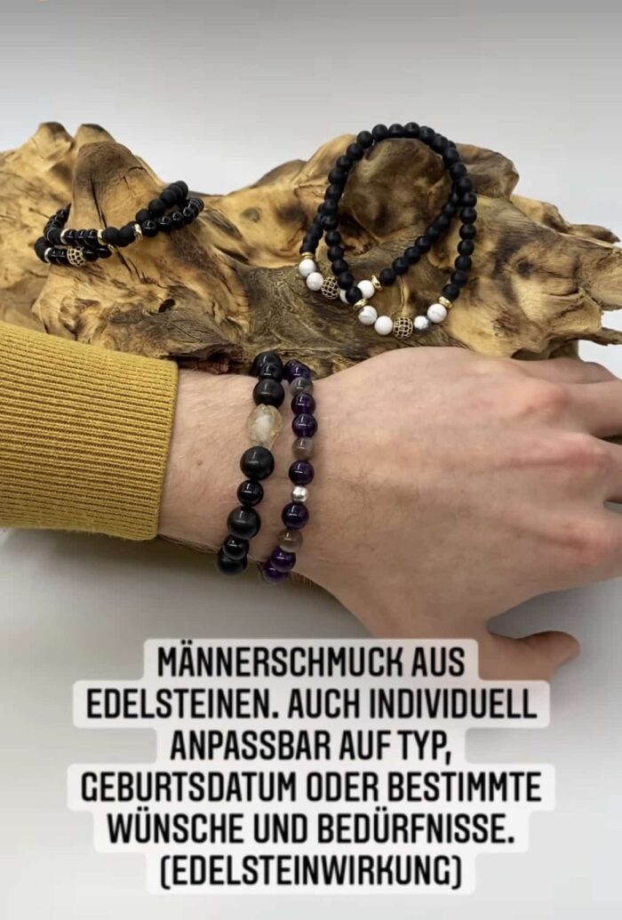 Herren Edelstein Armband oder Halskette Individual-Auftrag 1 SanjaNatur® - Edelsteine & Coaching